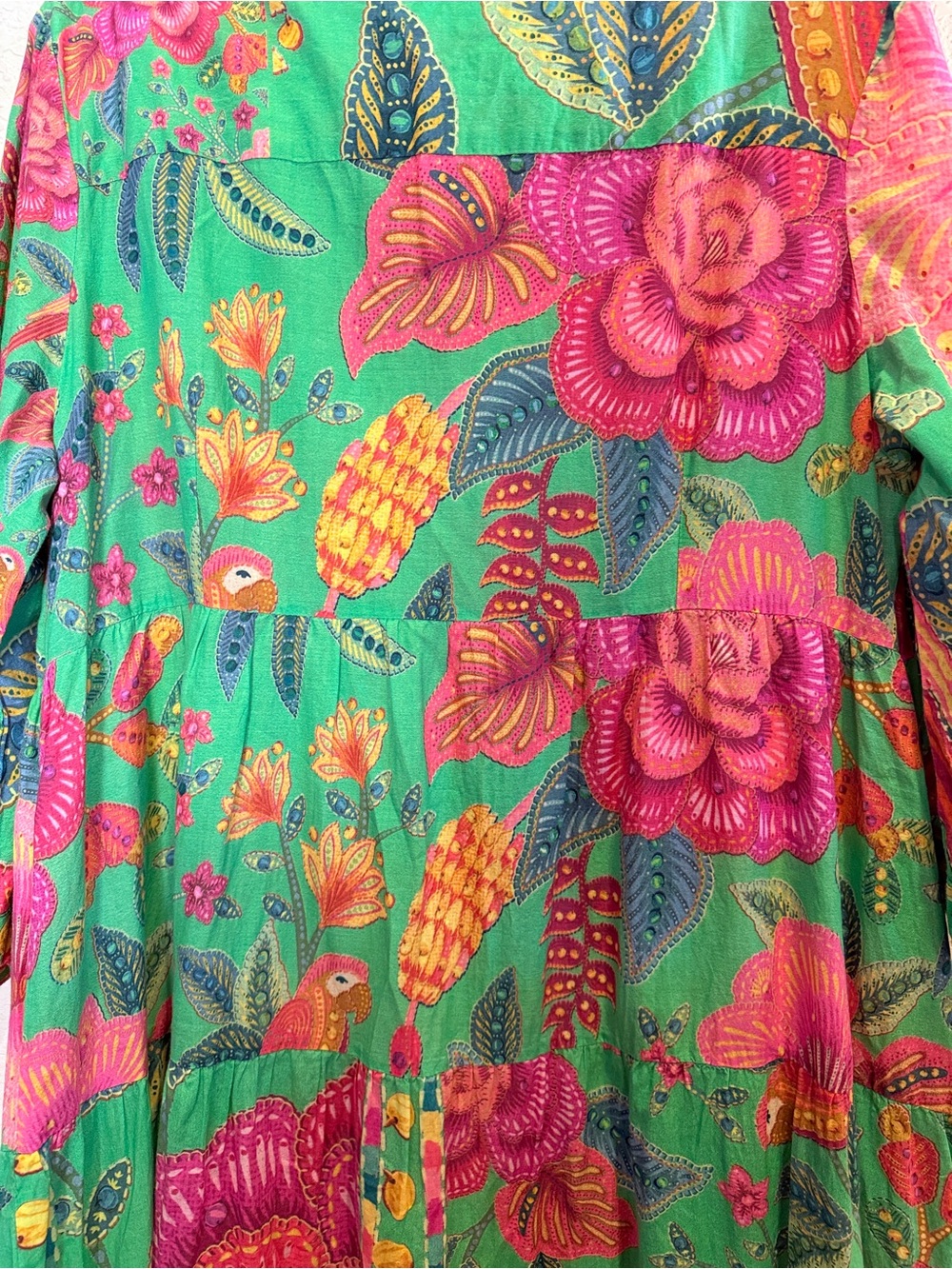 Be Boho Tropical Bold Colorful Maximalist Drop Waist Cotton Maxi Dress sz XXL - Picture 8 of 12